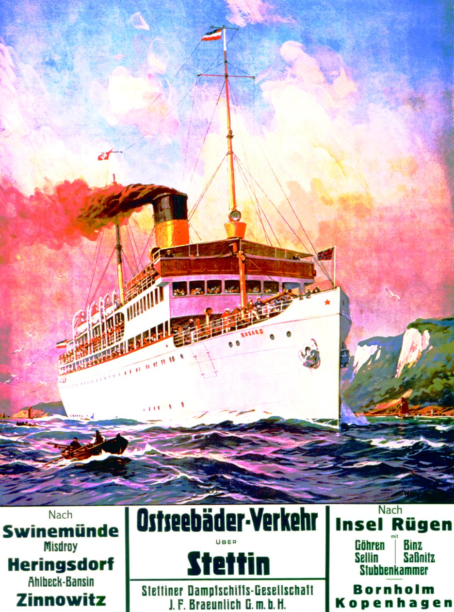 'Doğu Deniz Hamamları Taşımacılığı: Szczecin', Szczecin Buharlı Gemi Şirketi'nin reklamını yapan afiş, 1908 by Stoewer Willy