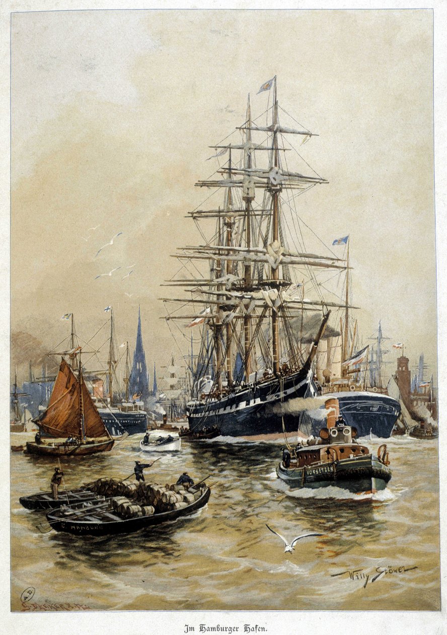 Hamburg limanı, deb. 20. yüzyıl by Willy Stoewer 