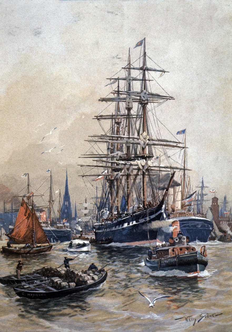19. yüzyılda Hamburg limanı by Stoewer Willy (1864 1931)