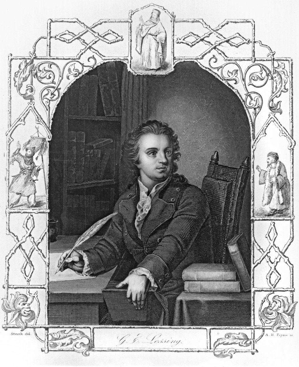 Gotthold Ephraim Lessing (1729-1781), Albert Henry Payne (1812-1902) tarafından oyulmuş by Storck