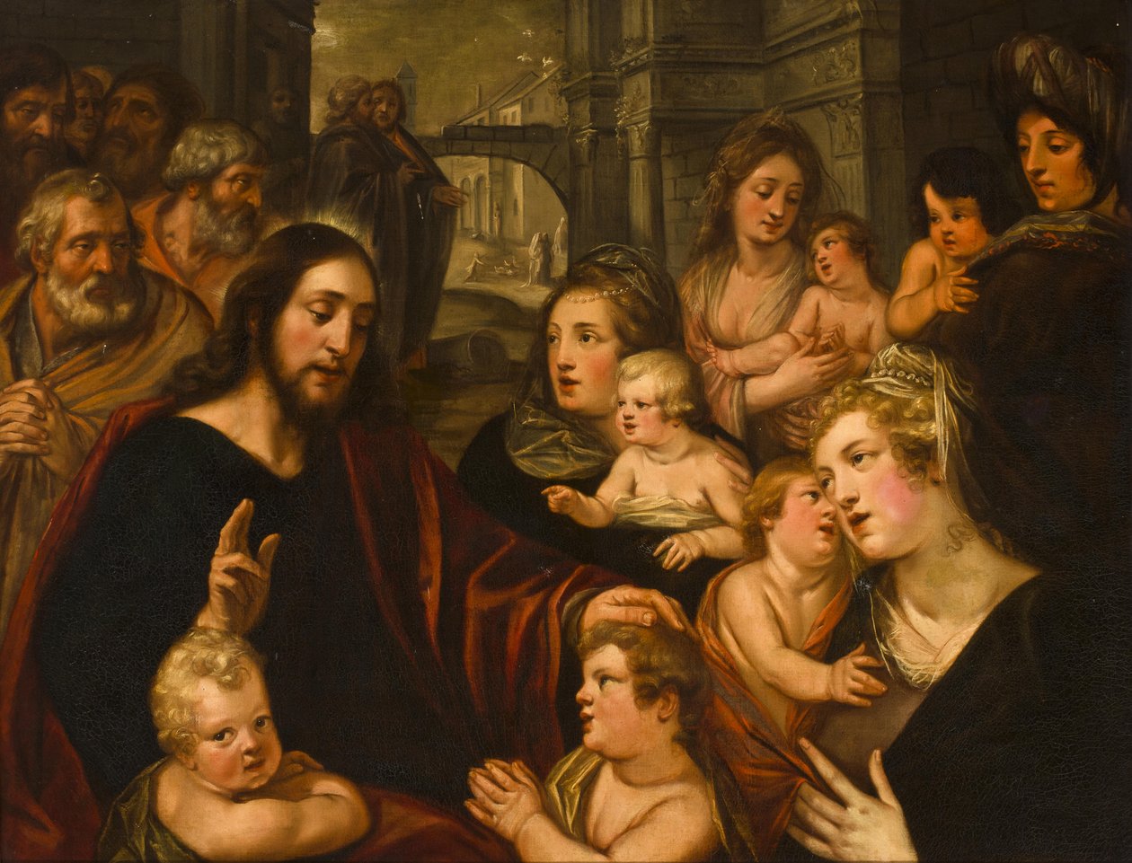 Mesih çocukları kutsar by Studio of Artus Wolfaerts