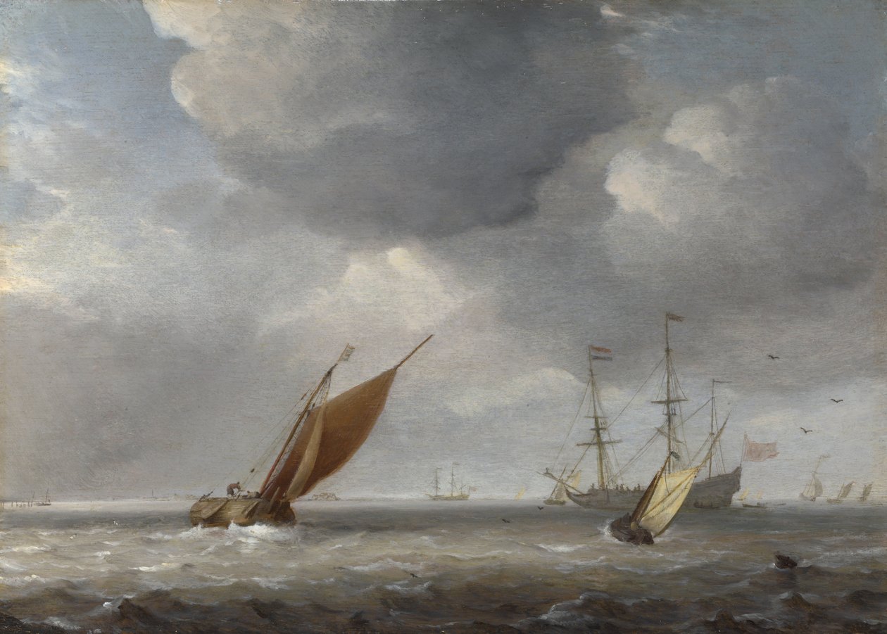 Bir Esinti İçinde Küçük Hollanda Gemileri by Willem van de Velde the Younger