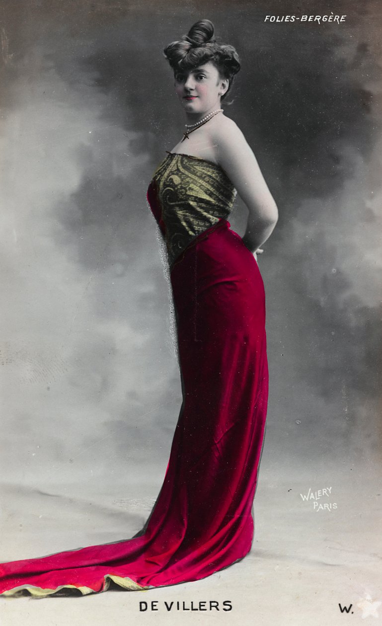 Genç bir kadının portresi, kartpostal; destek "Devillers - Folies Bergère" ibaresini içerir by Studio Walery
