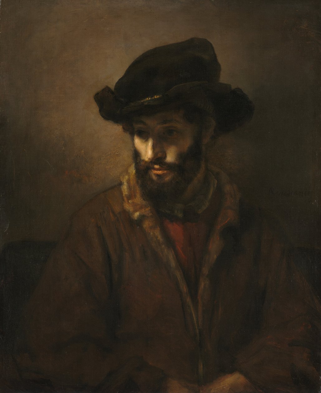 Şapka Takan Sakallı Bir Adam by Studio of Rembrandt van Rijn