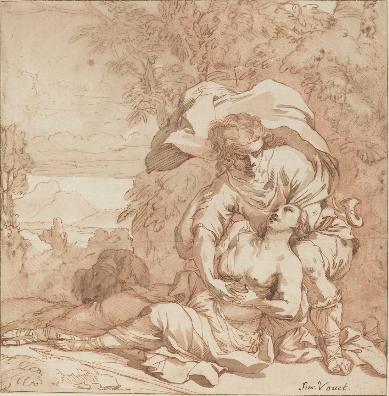Procris ve Cephalus (?) by Studio of Simon Vouet