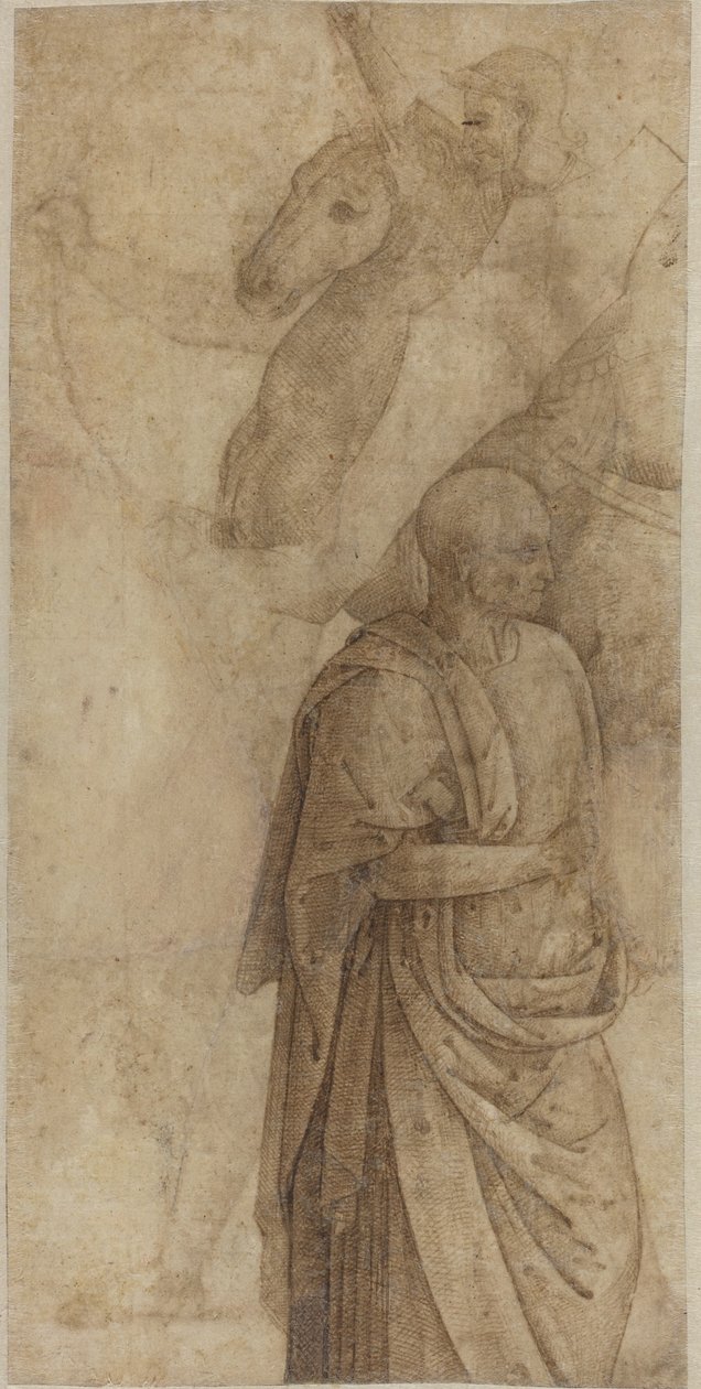 Antikadan Sonra Binici ve Duran Dökümlü Adam [versso] by Style of Pietro Perugino