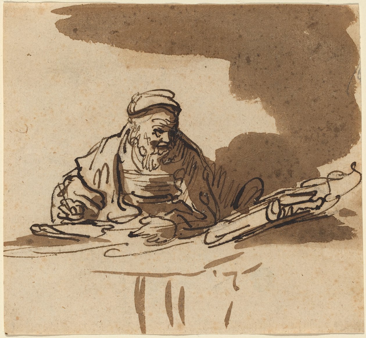 Masasında Yaşlı Bir Bilgin by Style of Rembrandt van Rijn