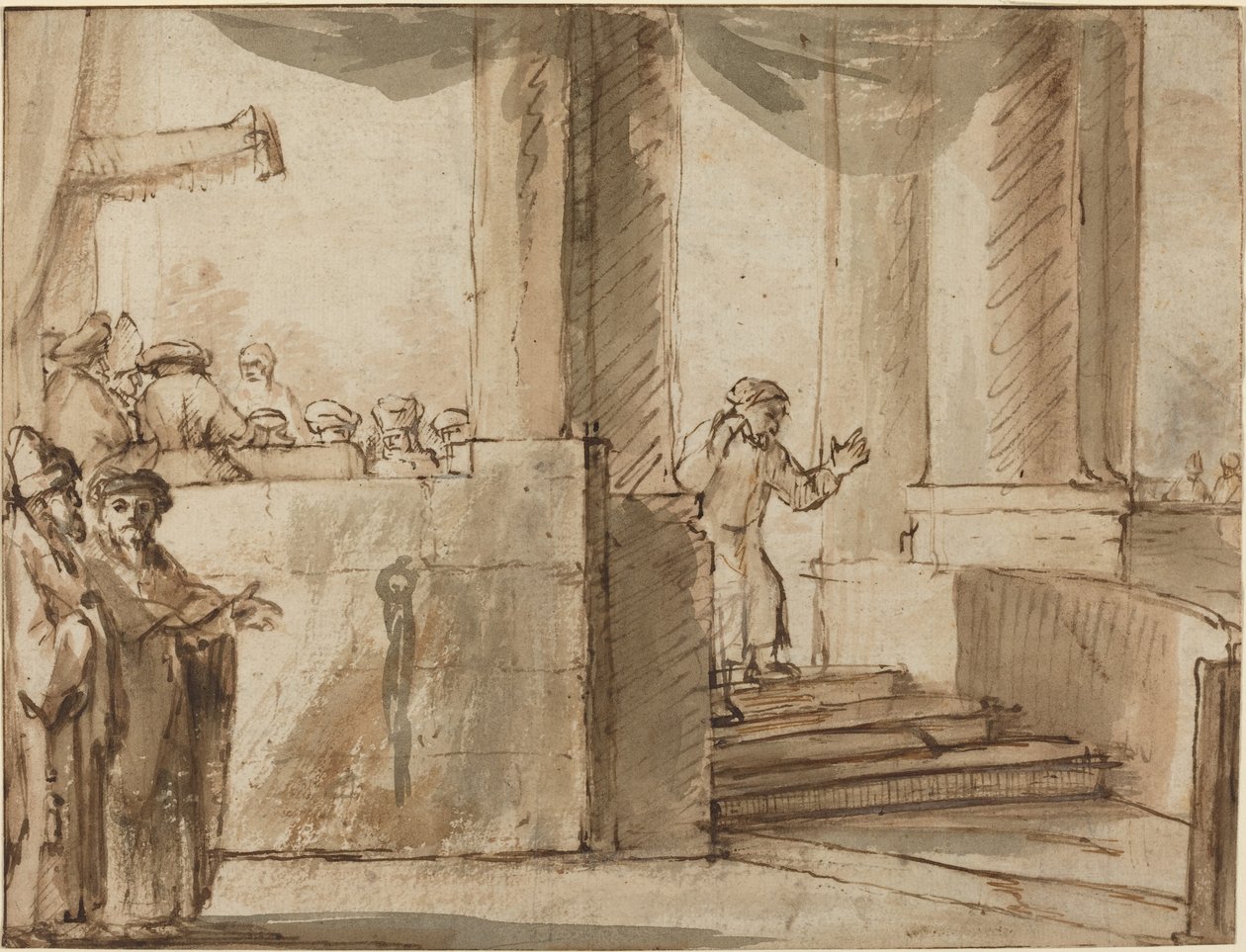 Yahuda Baş Rahipten Ayrılırken by Style of Rembrandt van Rijn