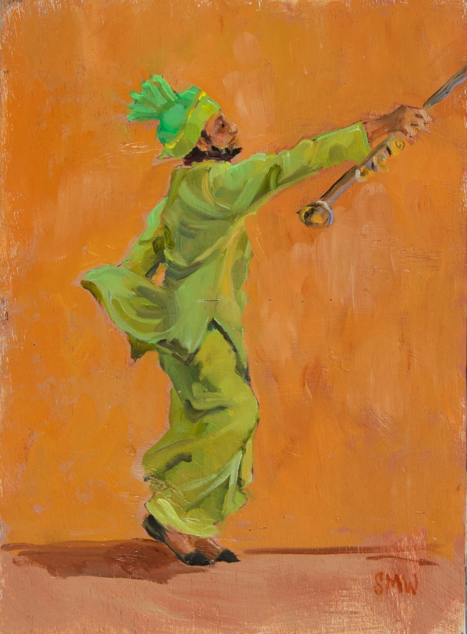 Chimta ile Hintli yeşil dansçı, 2020 by Sue Wales