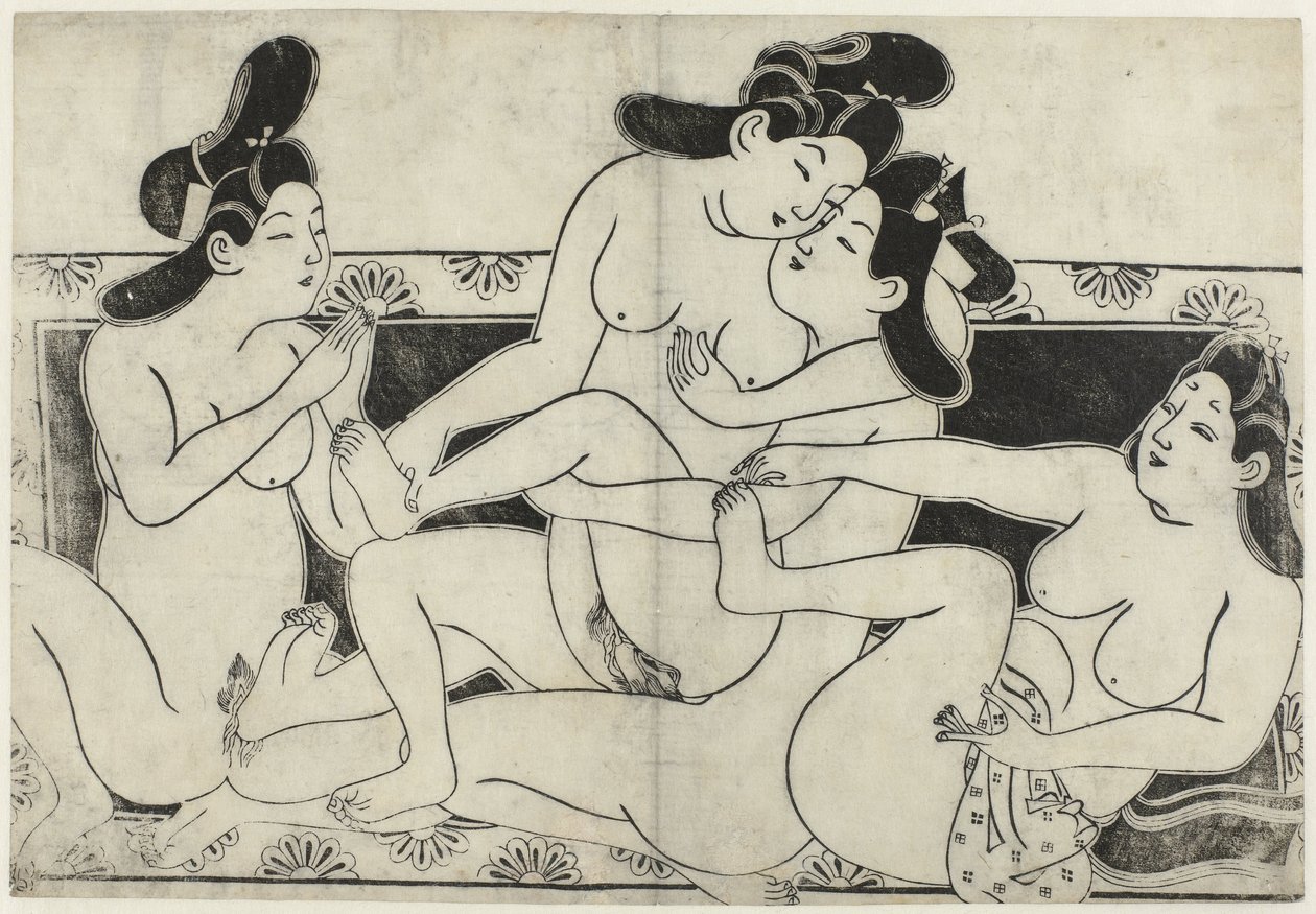 Erotik gösteri Hana ni Yosurukyo (dizi başlığı) by Sugimura Jihei (attributed to)