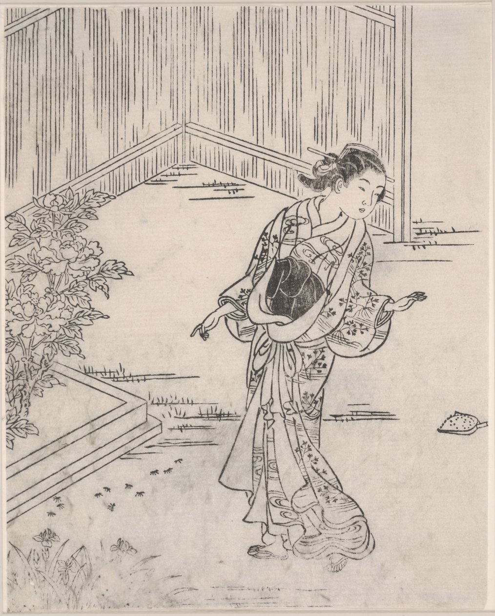 Yaz aylarında Geyşa (tahta baskı) by Sukenobu Nishikawa