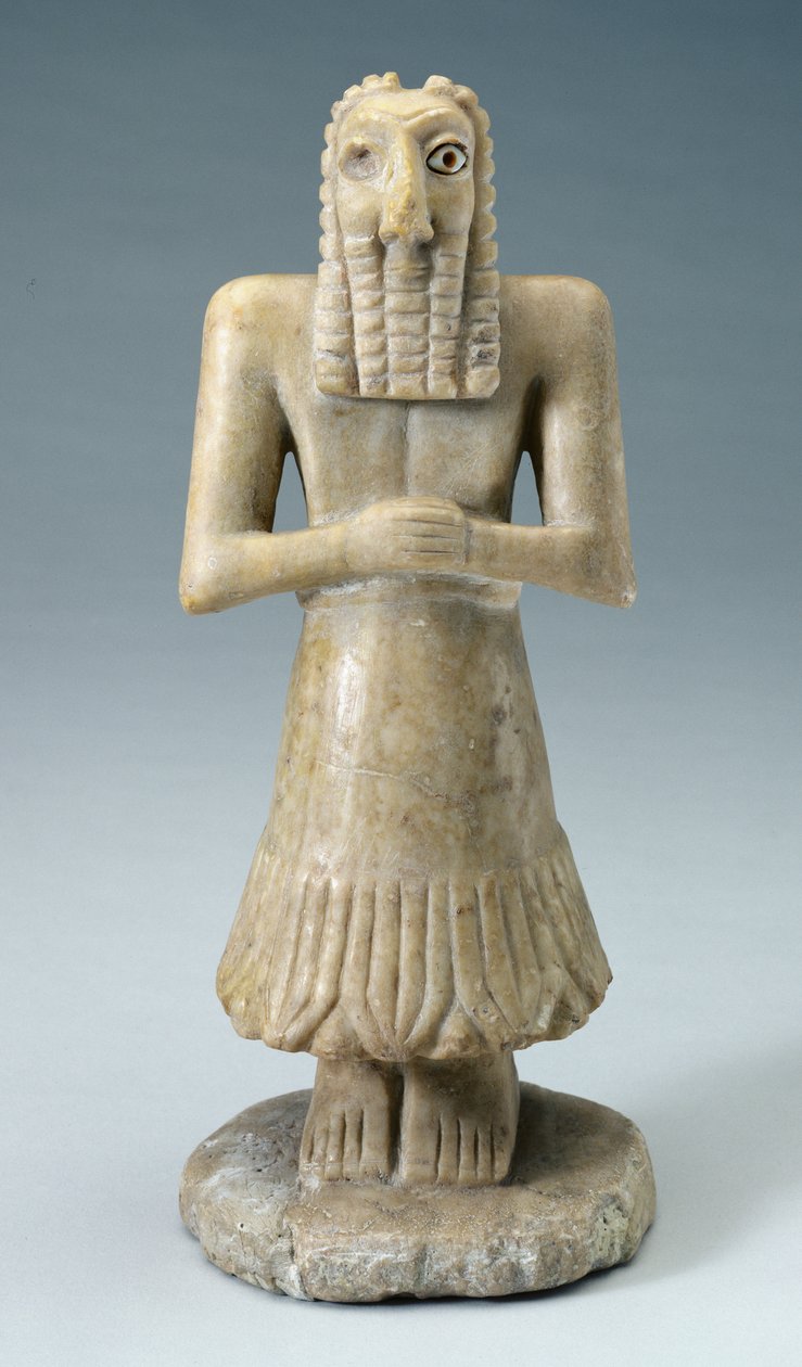 İnsan heykelciği, MÖ 3000-2500 dolayları (alçıtaşı ve kabuk) by Sumerian