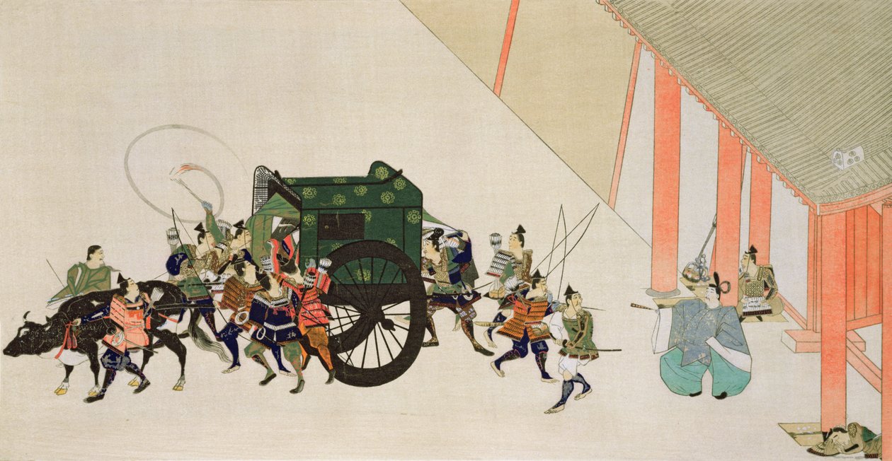 Arabada Kadın Kılığında Saraydan Kaçan Bir İmparator, Heian döneminin bir saray romantizminden sahne, 