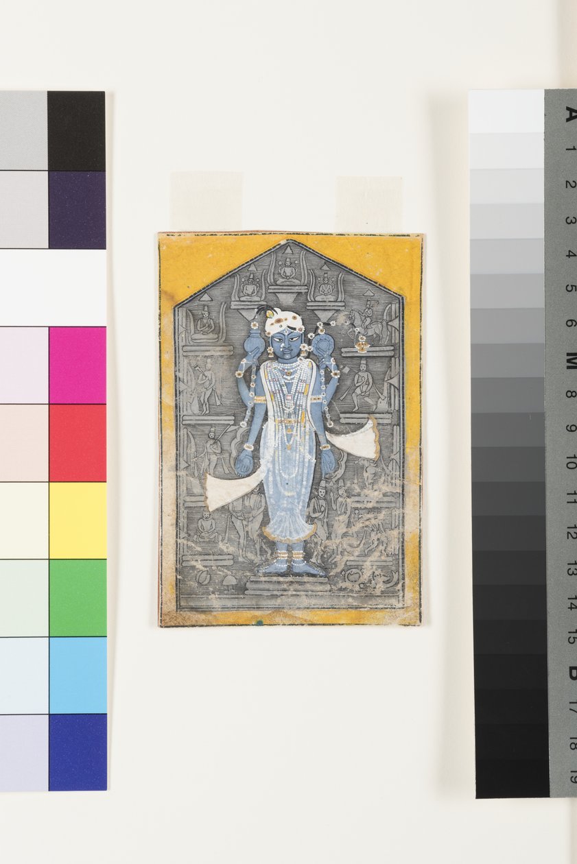 Avatarlarının kısmalarıyla çevrili Vishnu