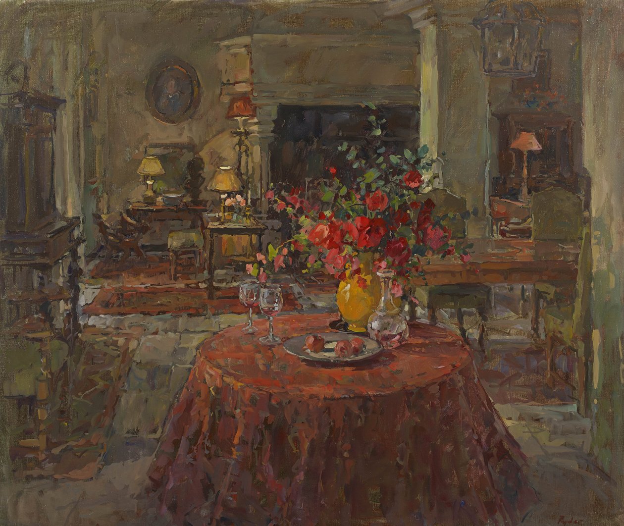 Kırmızı Güllü Büyük Salon by Susan Ryder