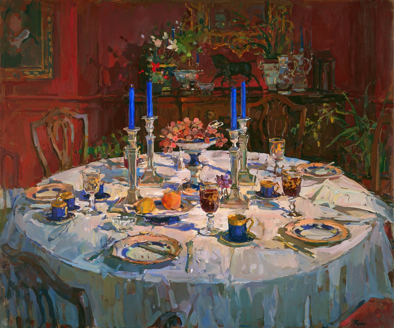 Yemek Odası (tuval üzerine yağlı boya) by Susan Ryder