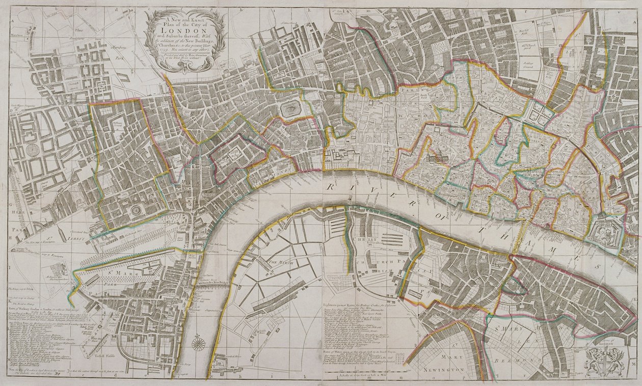 Westminster Haritası, Londra Şehri, Southwark ve çevresi, 1739 by Sutton Nicholls