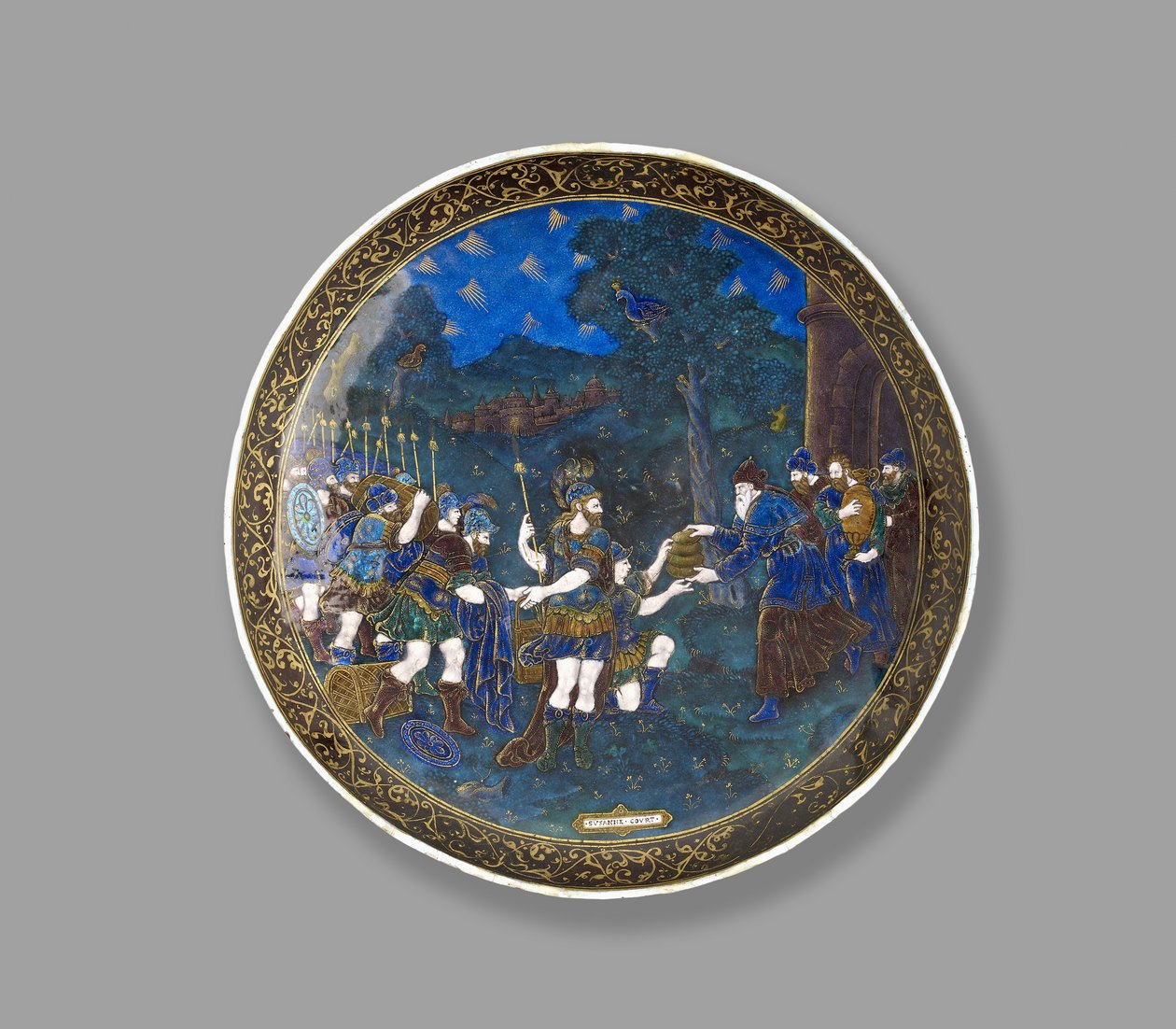 Kupa: Abraham ve Melchizedek, c. 1600 (metal folyolu ve yaldızlı renkli emayeler) by Suzanne de Court