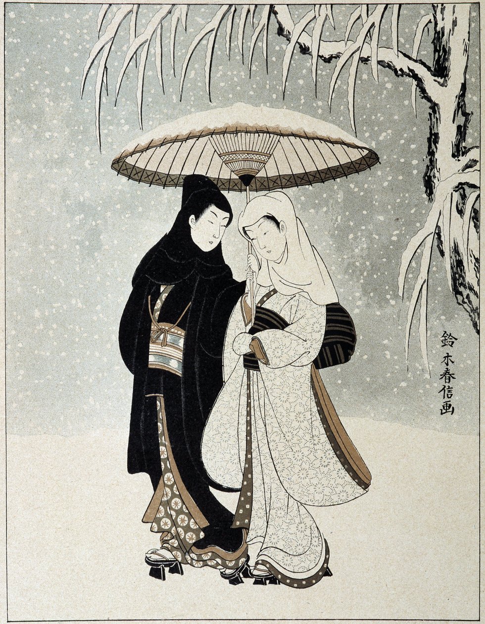 “Sanatsal Japonya”daki genç çift” by Suzuki (after) Harunobu