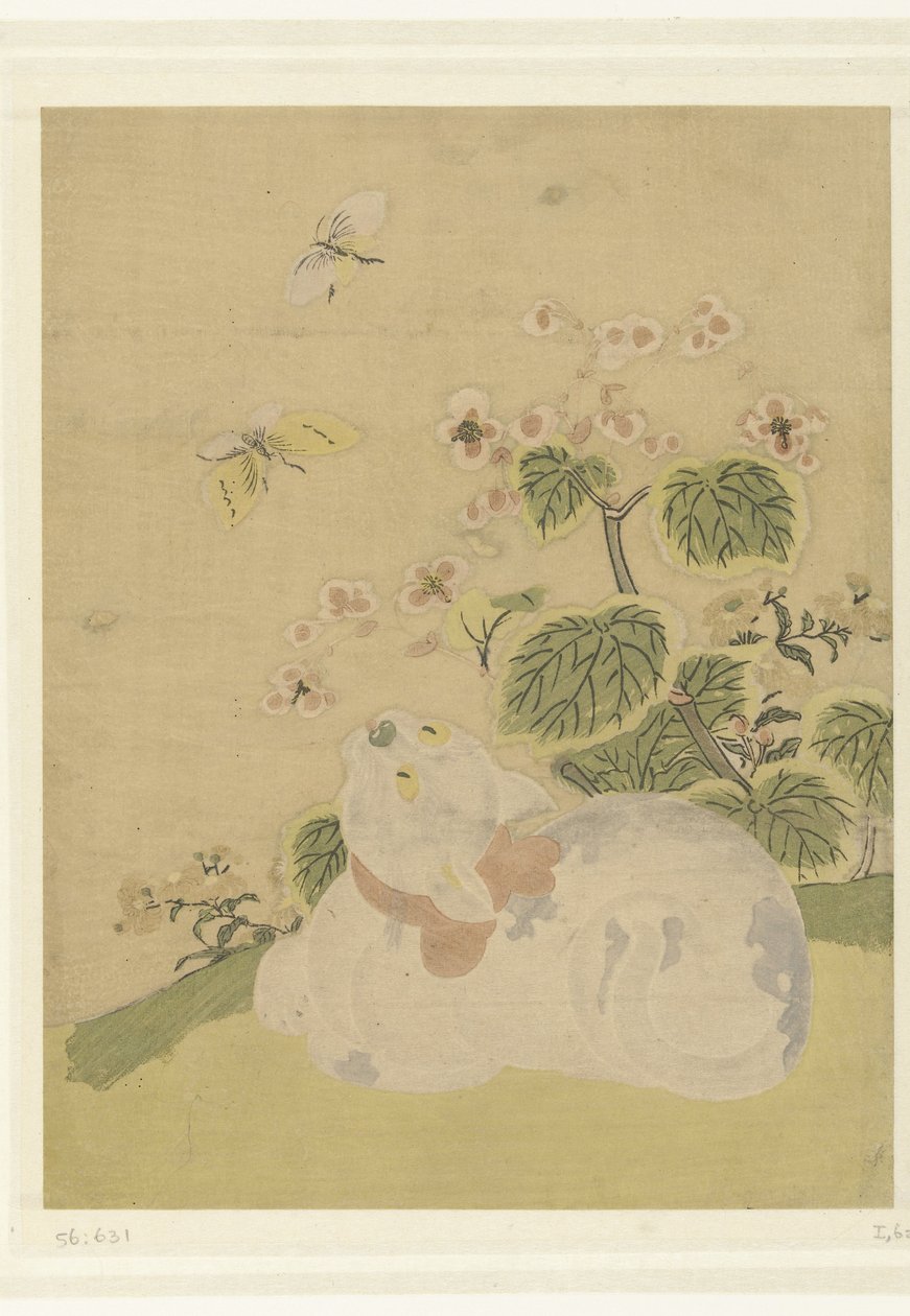 kedi ve kelebekler by Suzuki Harunobu (attributed to)