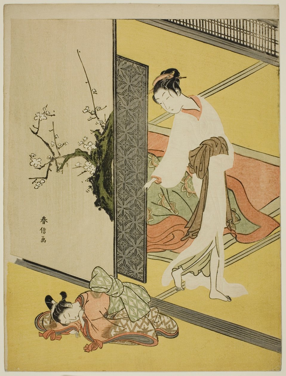 Hizmetçisini Uyurken Yakalayan Bir Fahişe by Suzuki Harunobu