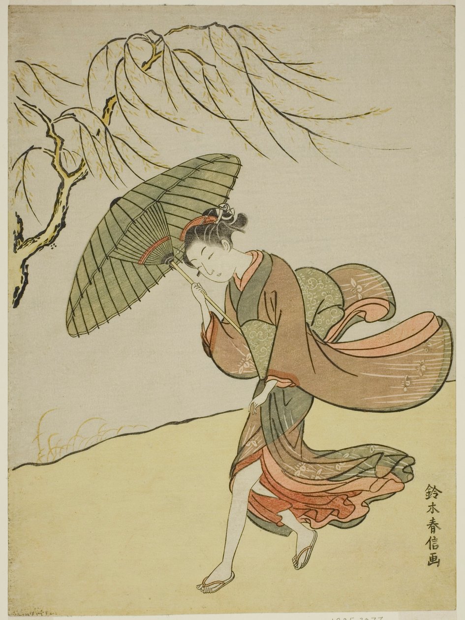 Rüzgarlı Bir Gün by Suzuki Harunobu