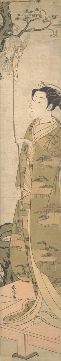 Ağaca Tırmanmış Maymunla Oynayan Bir Kadın, M.Ö. 1770., yaklaşık 1770. by Suzuki Harunobu