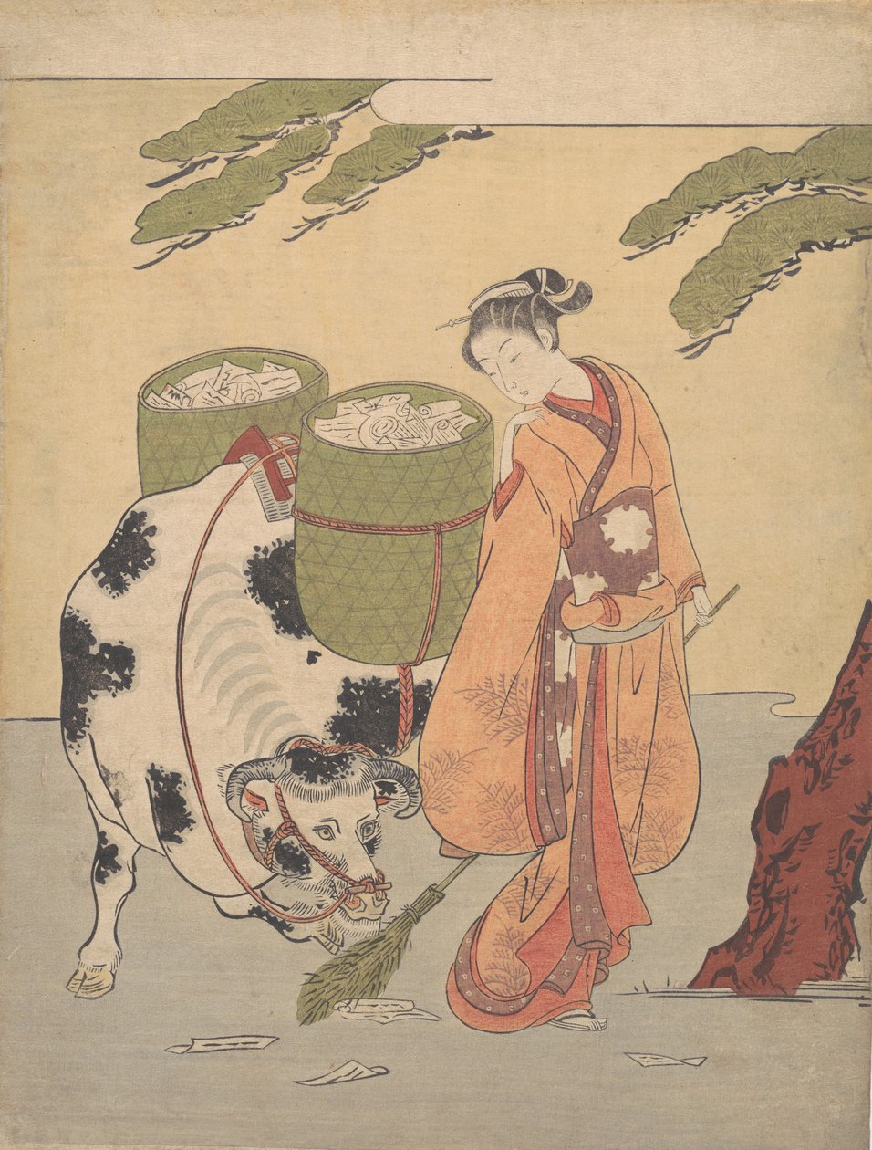 Aşk Mektuplarını Süpüren Bir Kadın, 1725-1770., 1725-1770. by Suzuki Harunobu