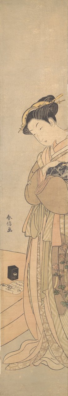 Bir Kara Köpeği Tutan Bir Oiran, ca. 1769., yaklaşık 1769. by Suzuki Harunobu