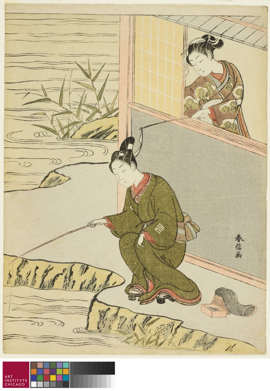 Genç Bir Adamın Balık Tuttuğu Güzellik, c. 1768 by Suzuki Harunobu