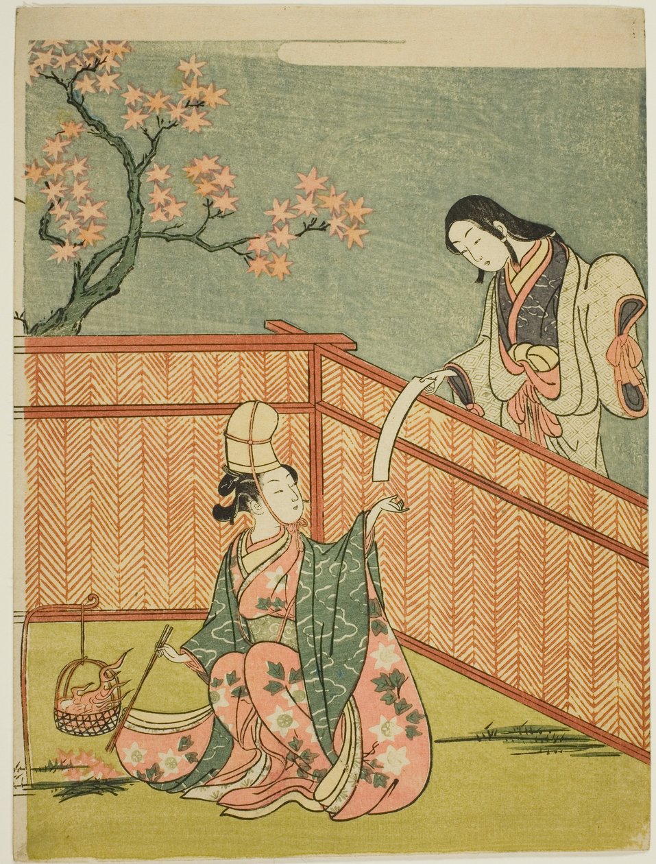 Yanan Sonbahar Akçaağaç Yaprakları by Suzuki Harunobu