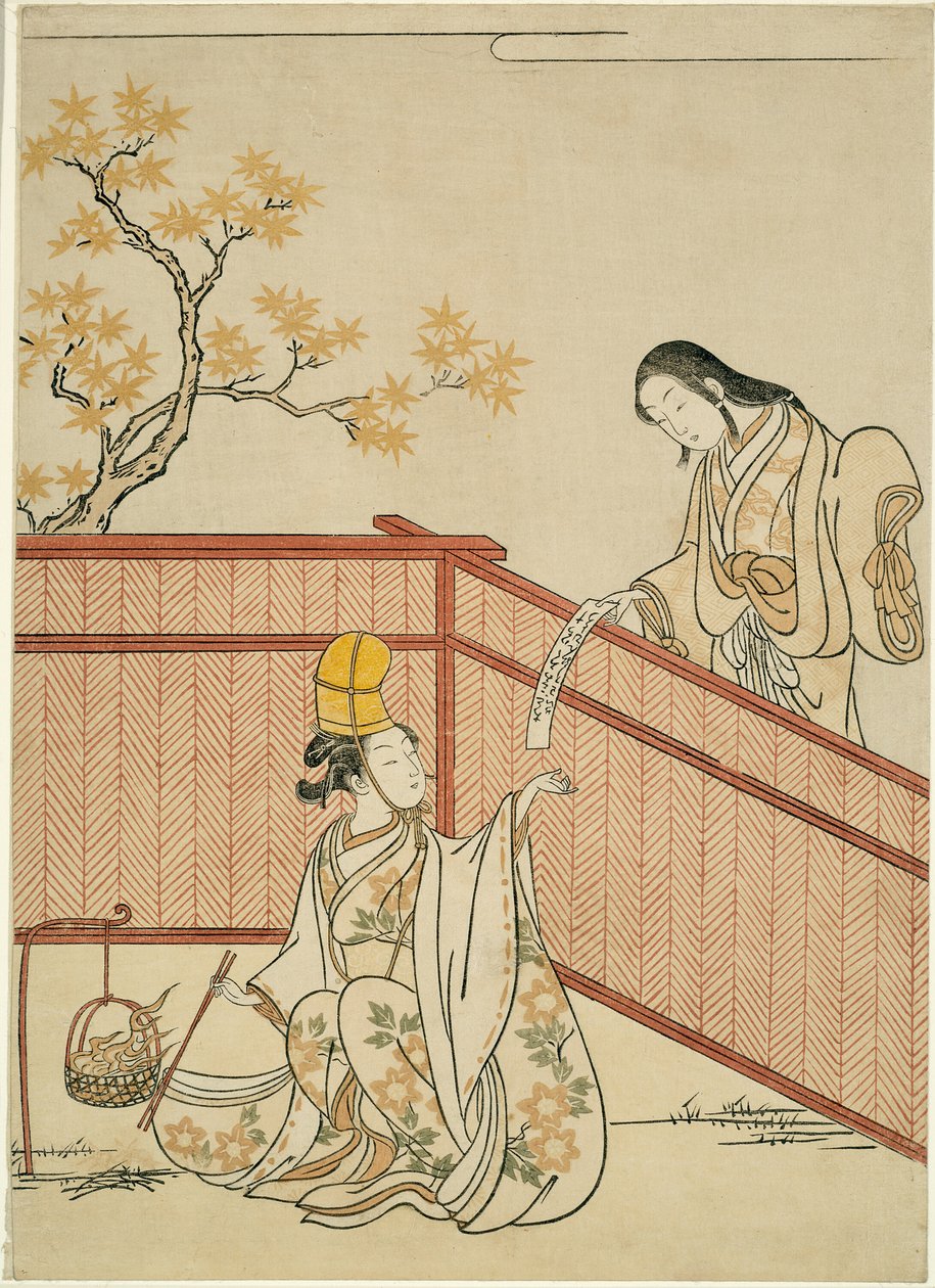 Yanan Sonbahar Akçaağaç Yaprakları by Suzuki Harunobu