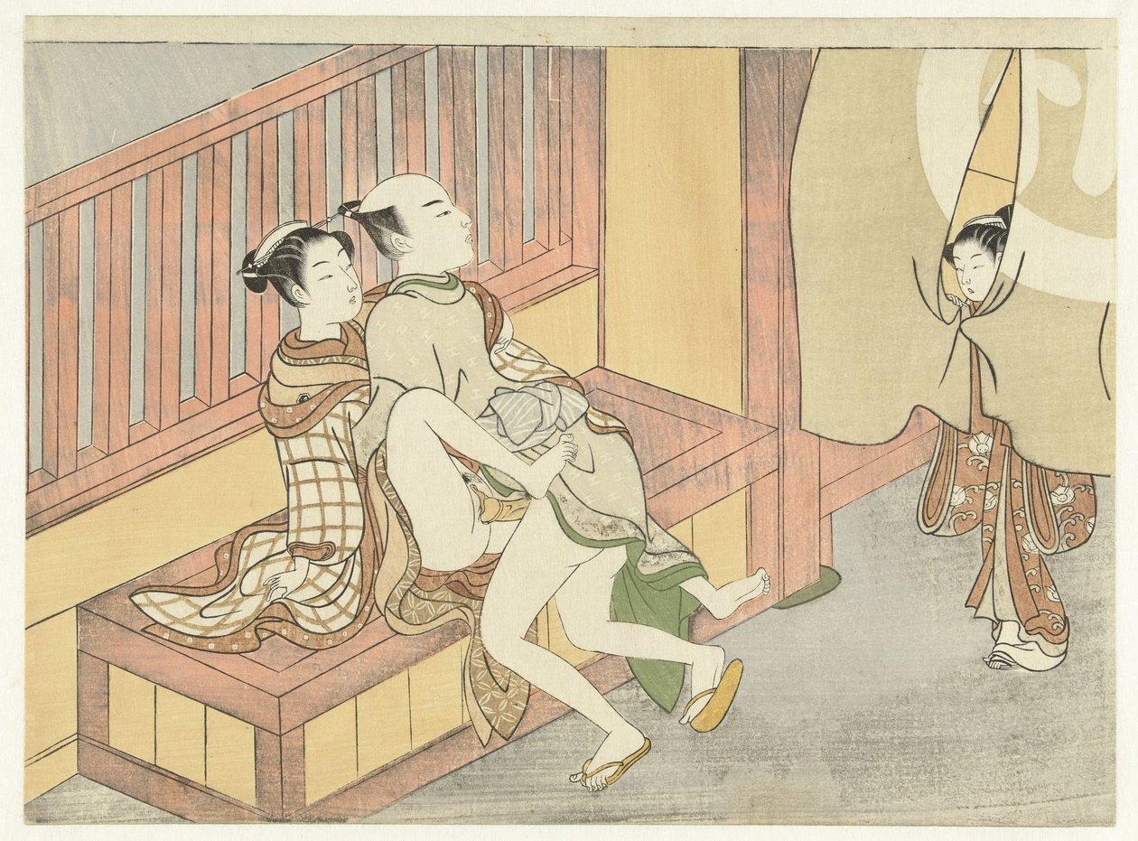 Suçüstü yakalandı İzleyen kızla sevişen çift by Suzuki Harunobu
