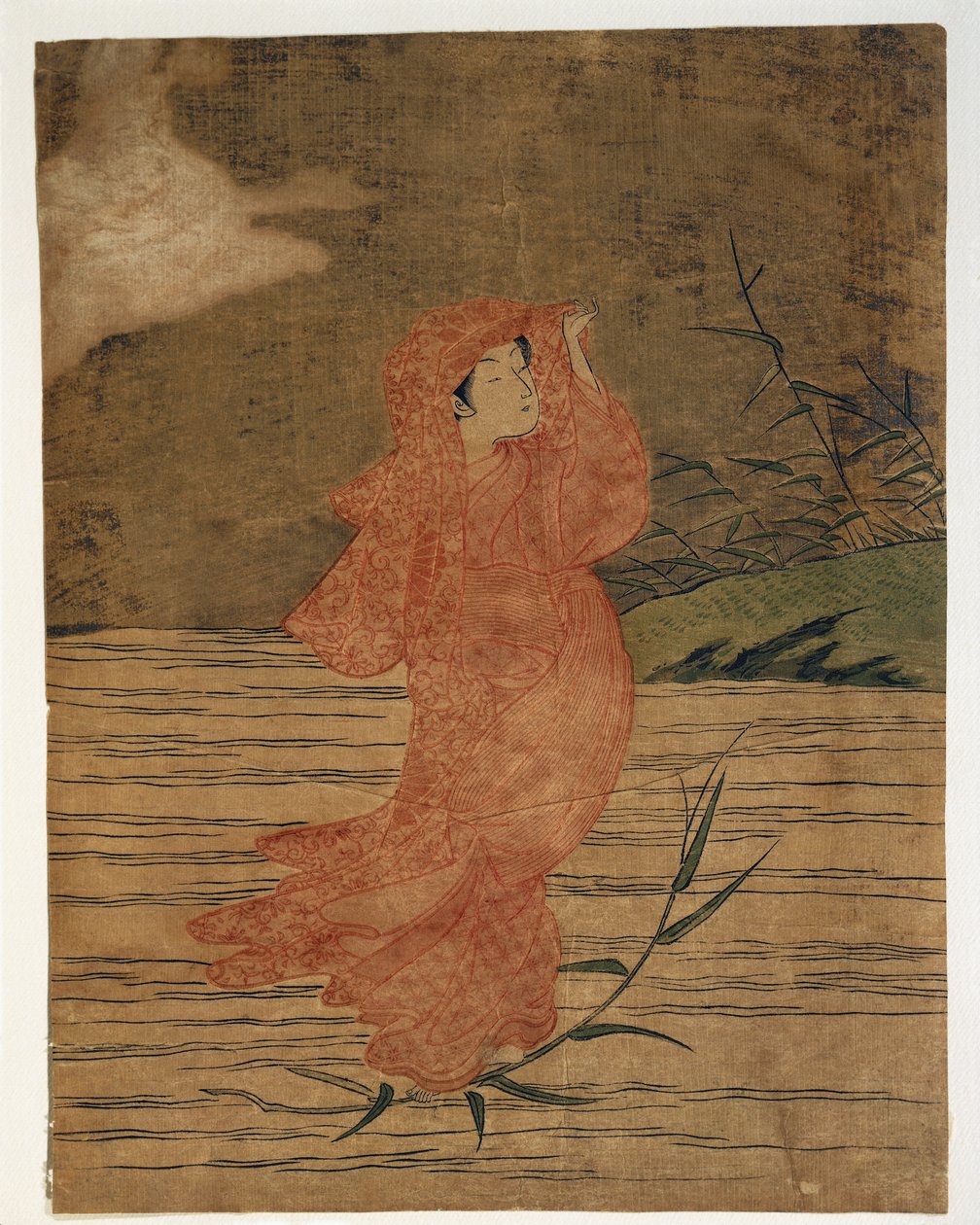 Bir kadının resminin yakın çekimi by Suzuki Harunobu