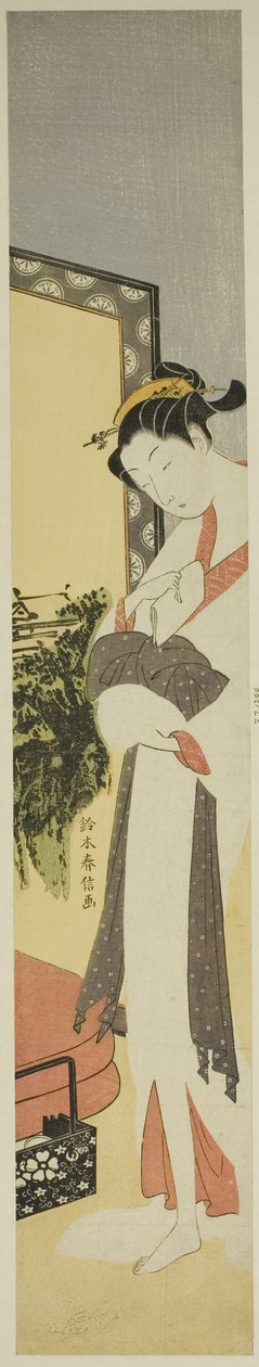 Fahişe Ayakta Perde ve Yatak by Suzuki Harunobu