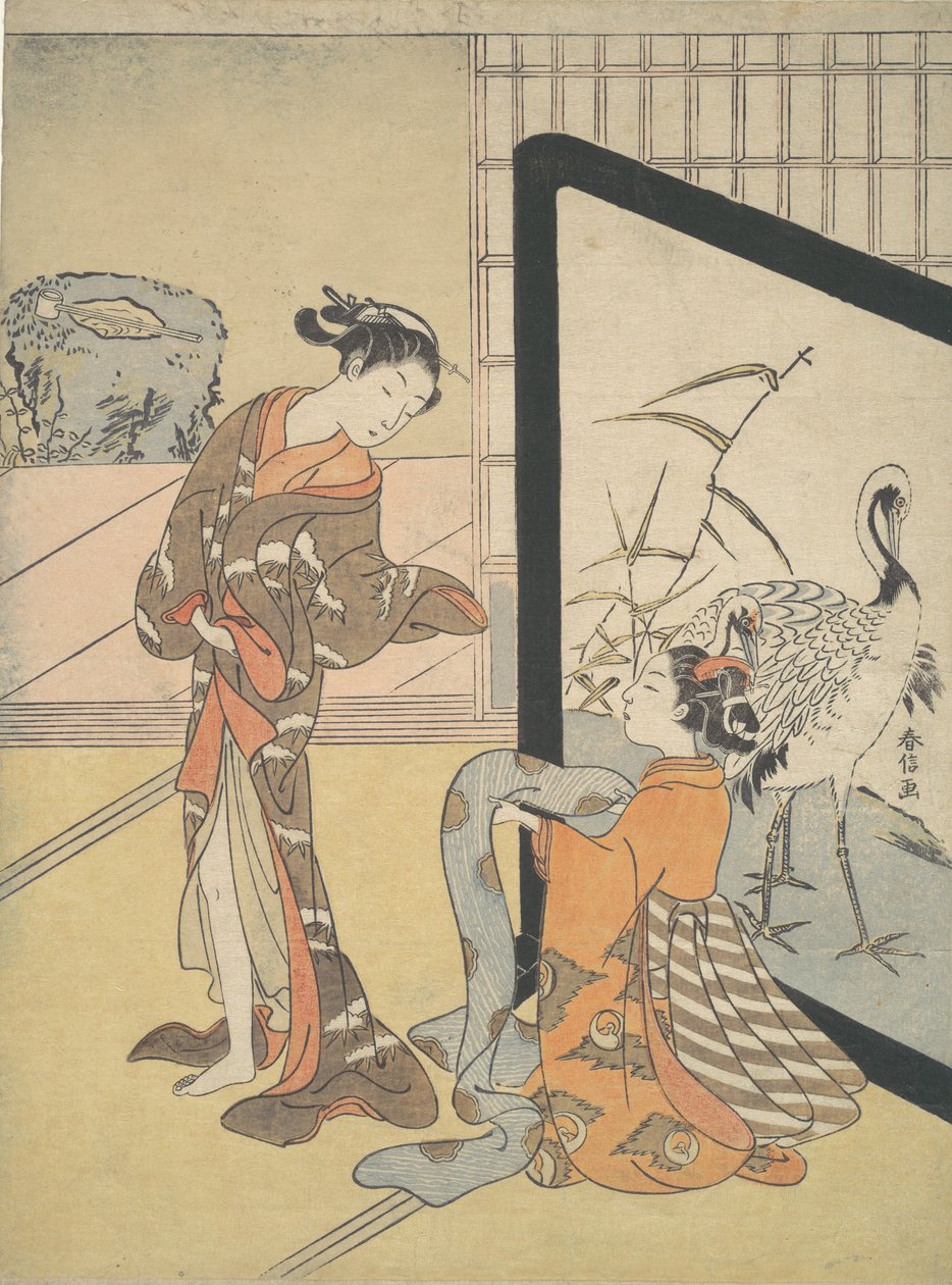 Courtesan ve Shinzo, 1725-1770., 1725-1770. by Suzuki Harunobu