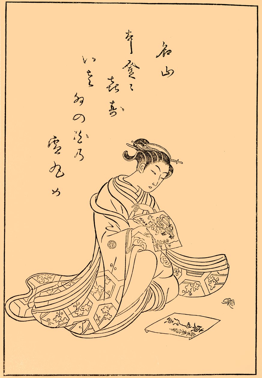 Nezaketçi baskılara bakıyor, 1770, 1924. by Suzuki Harunobu