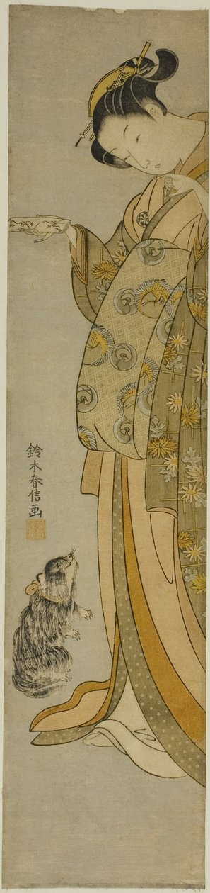 Evcil hayvanı ile fahişe by Suzuki Harunobu