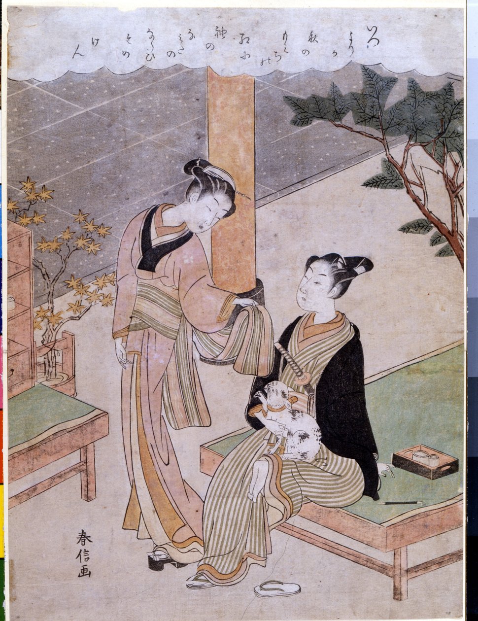 Bir müşteri ile Courtisan Osen by Suzuki Harunobu