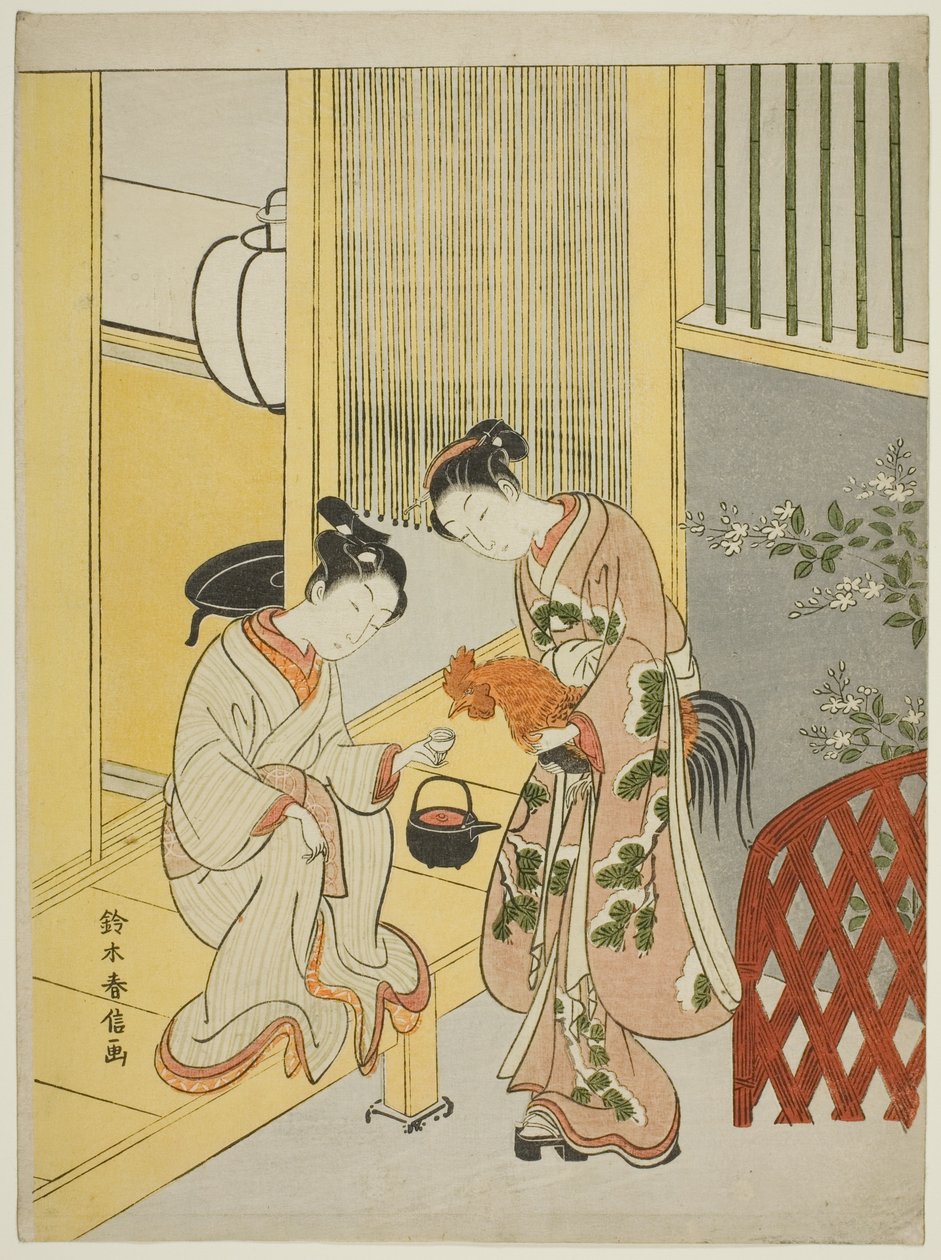 Şafağın duyurusunu geciktirmek by Suzuki Harunobu