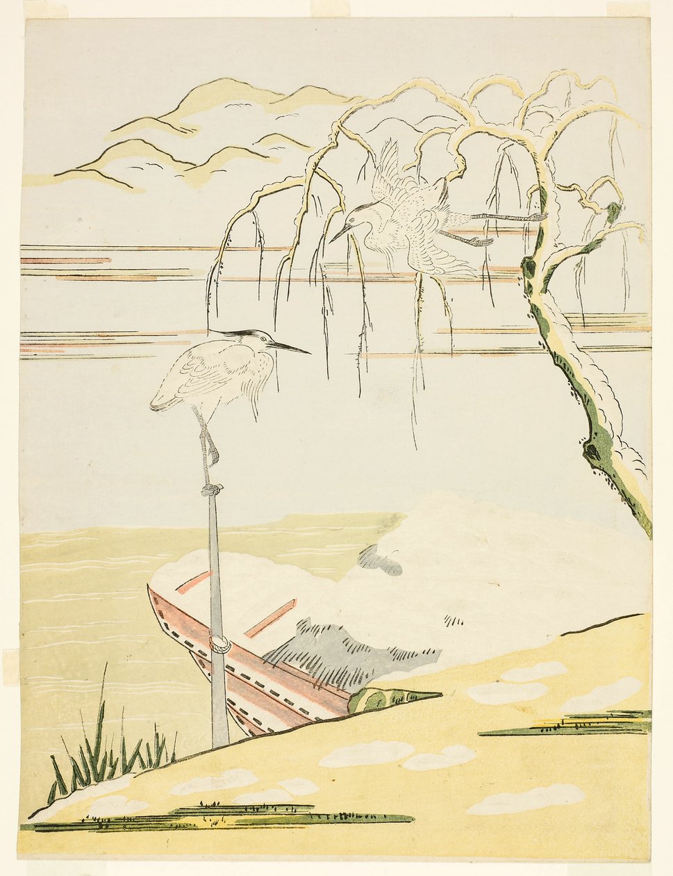 Karda ak balıkçıllar by Suzuki Harunobu