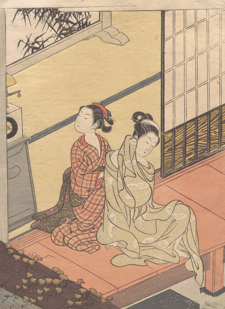 Saatin Akşam Çanı Tokei no bansho, “Sekiz Salon Manzarası” dizisinden Za..., ca. 1766. by Suzuki Harunobu