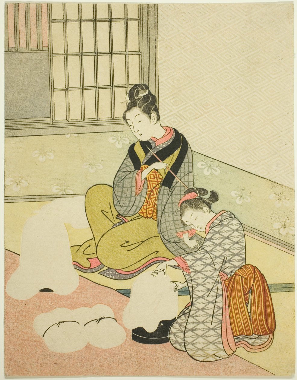 İpi Şekillendirici Üzerinde Akşam Karı (Nurioke no bosetsu), "Salondan Sekiz Görünüm (Zashiki hakkei)" serisinden by Suzuki Harunobu