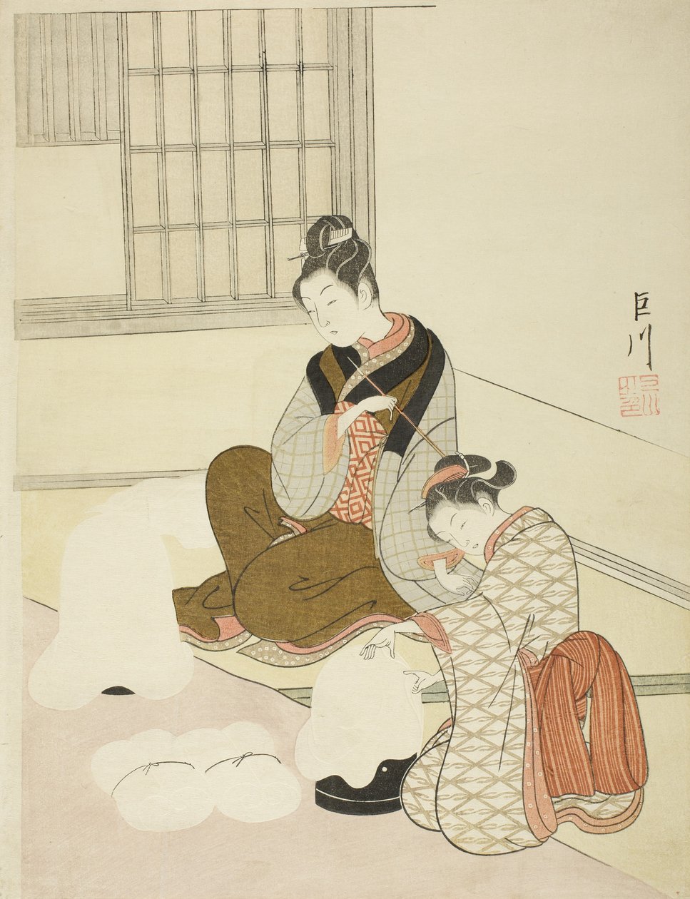Bir Floss Shaper üzerinde Akşam Kar by Suzuki Harunobu