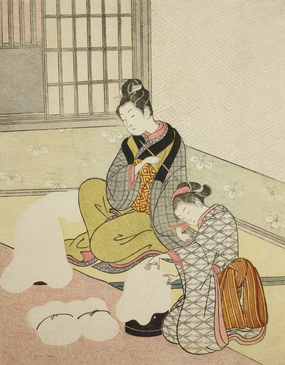 Bir Floss Shaper üzerinde Akşam Kar by Suzuki Harunobu