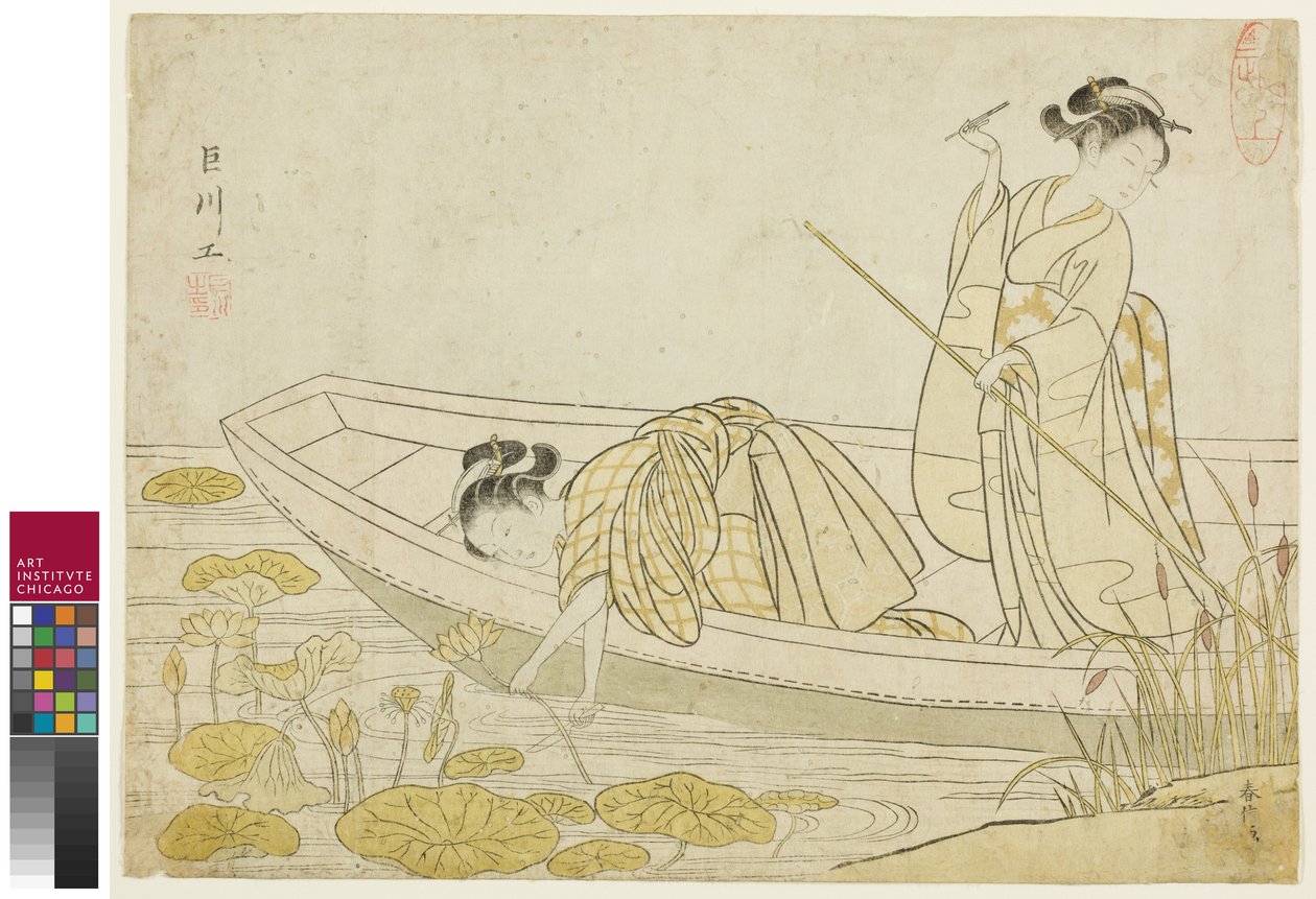 Lotus Çiçeklerinin Toplanması, 1765 by Suzuki Harunobu