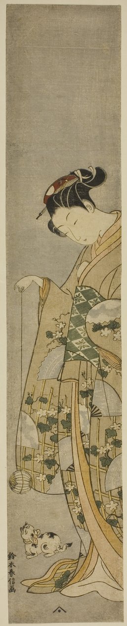 Kediyle Oynayan Kız by Suzuki Harunobu