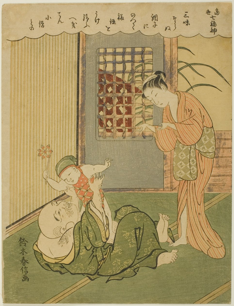 Hotei, "Modern Yaşamda Yedi İyi Şans Tanrısı (Tosei Shichi-fukujin)" dizisinden by Suzuki Harunobu