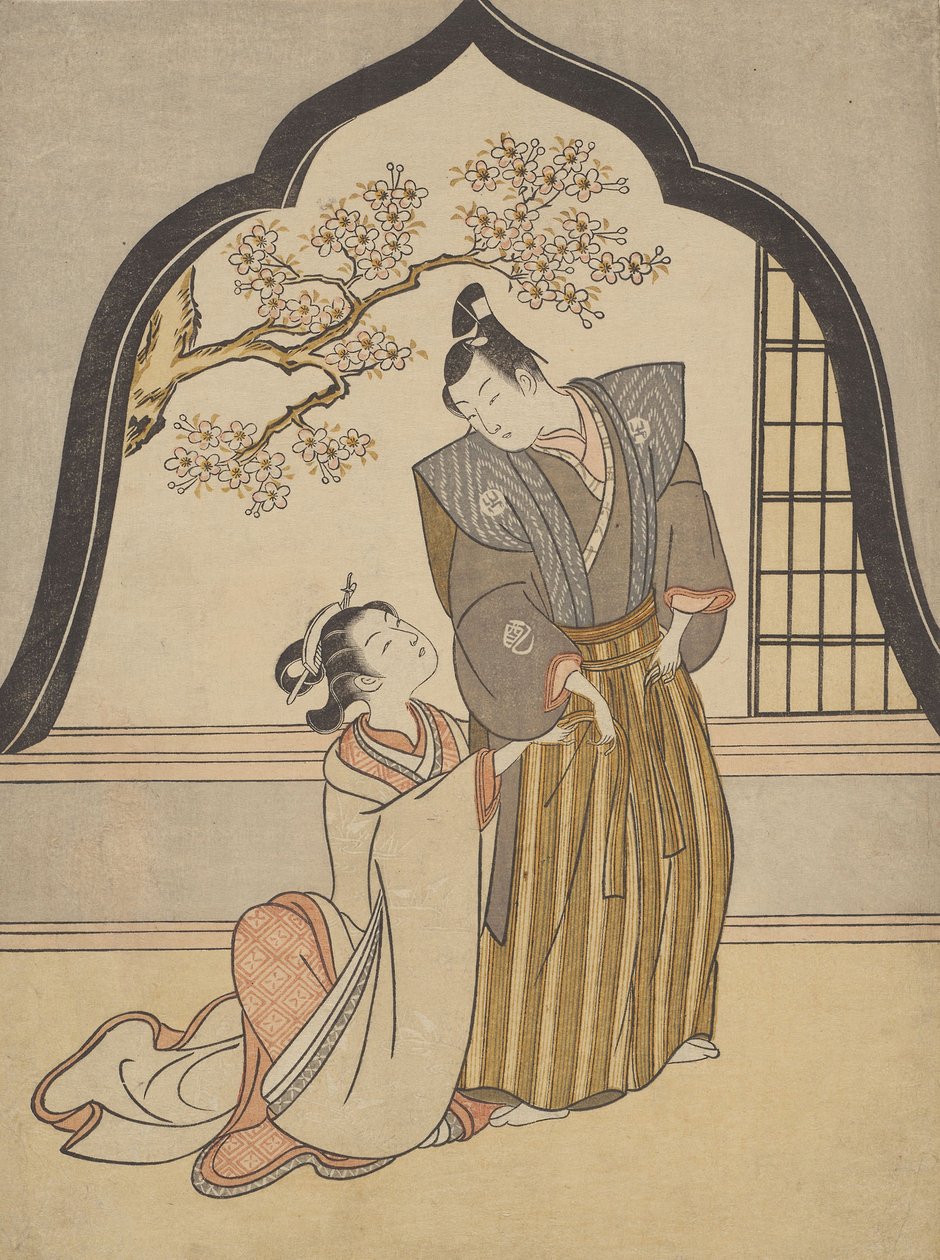 Pencere Kenarında Giyinen Aşıklar by Suzuki Harunobu