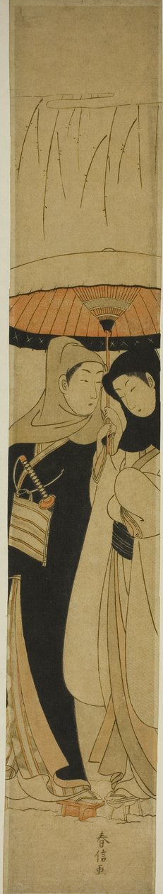 Karda Şemsiye Altında Aşıklar by Suzuki Harunobu